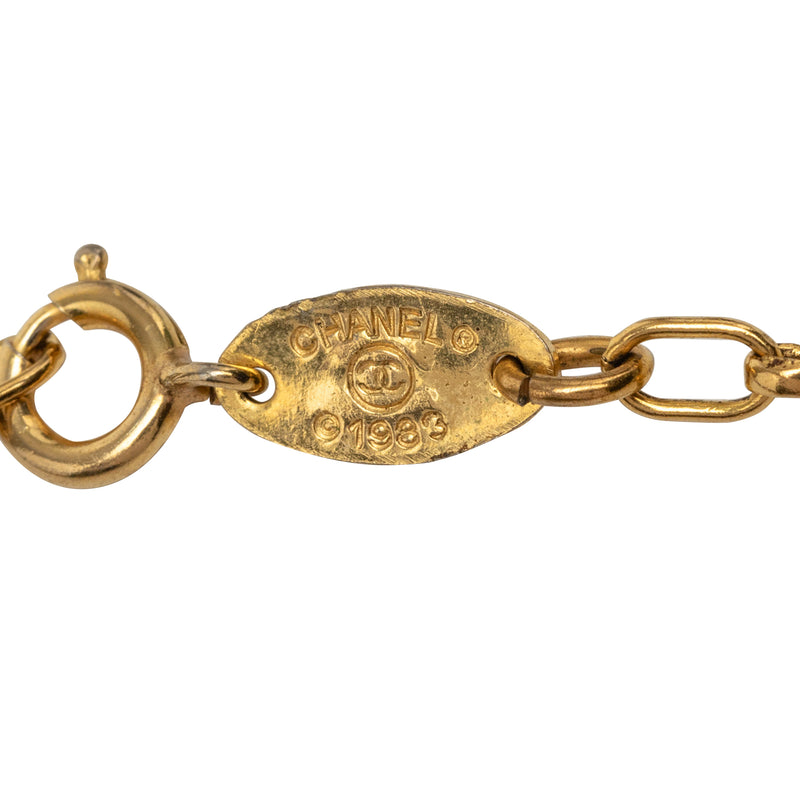 CC Gold Plated Lion Head Station Chain Long Necklace - Image 3
