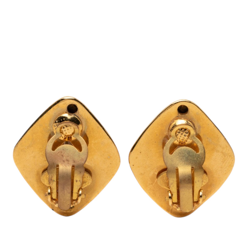 CC Gold Plated Diamond Shape Clip On Earrings - Image 2