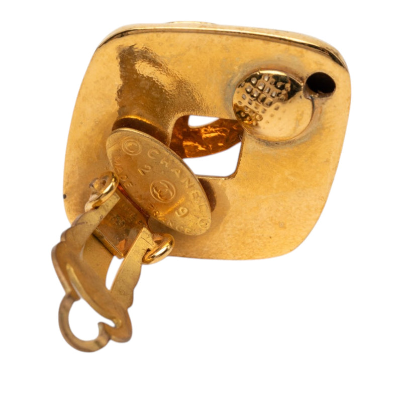 CC Gold Plated Diamond Shape Clip On Earrings - Image 3