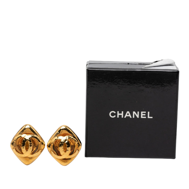 CC Gold Plated Diamond Shape Clip On Earrings - Image 4