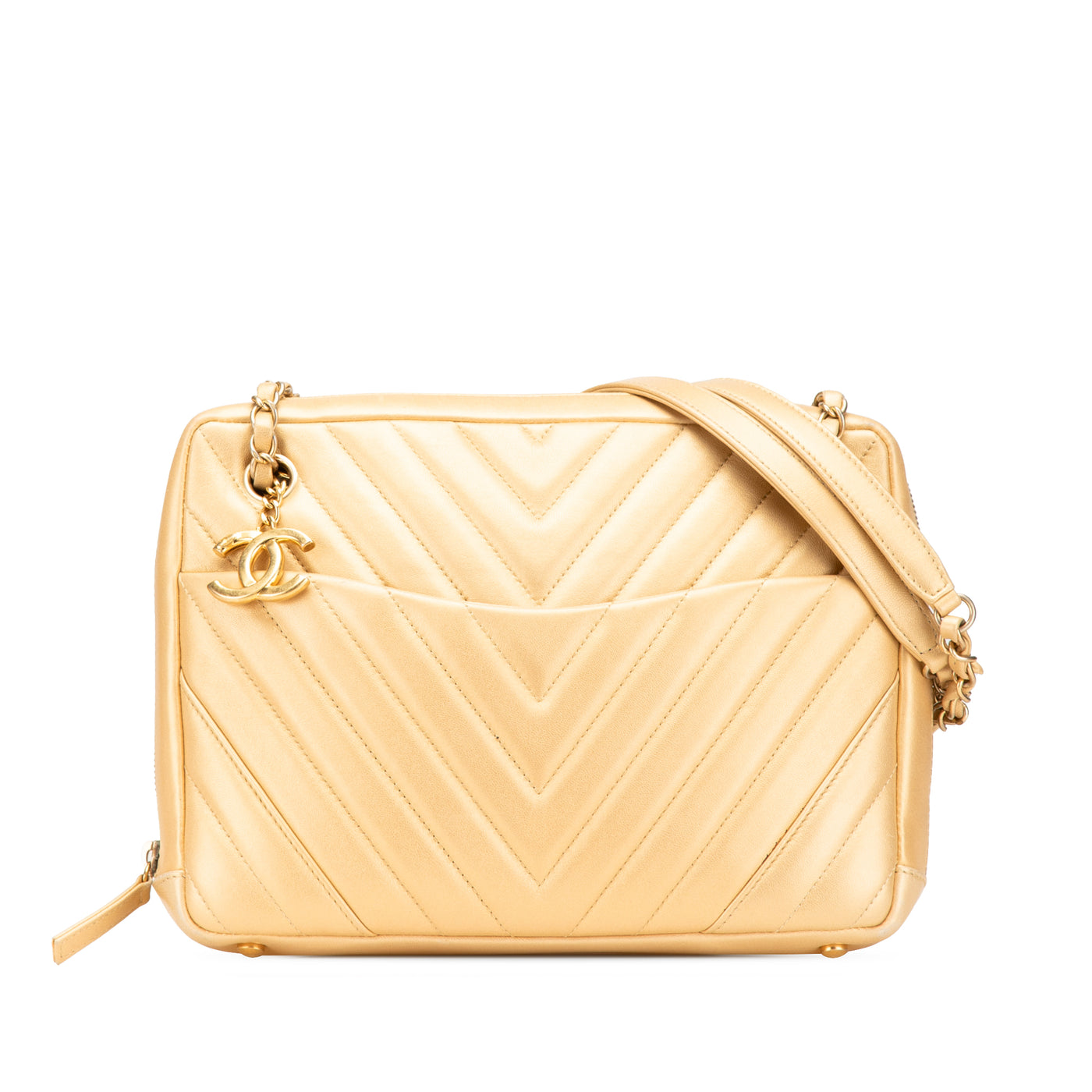 CC Chevron Lambskin Camera Shoulder Bag - Image 1
