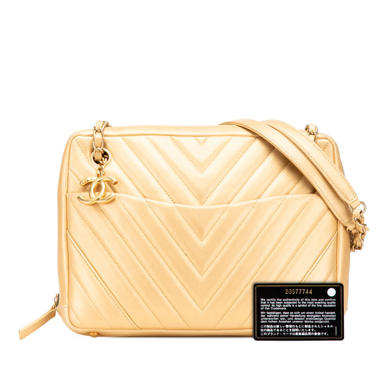 CC Chevron Lambskin Camera Shoulder Bag - Image 13