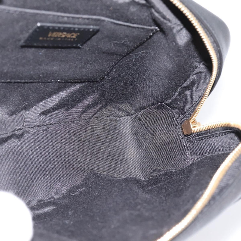 Versace Medusa Icon Front Slip Pocket Camera Quilted Leather Black Bag