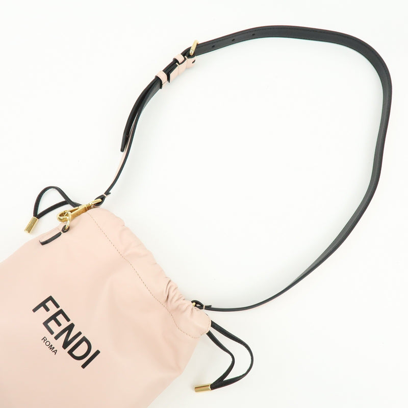 Fendi Logo Drawstring Leather Pink Bag