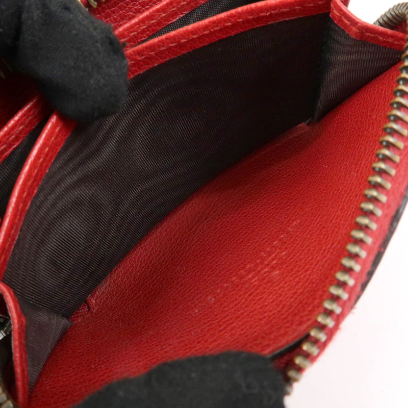 Gucci Logo Zip Card Case Printed Leather Red Accessory