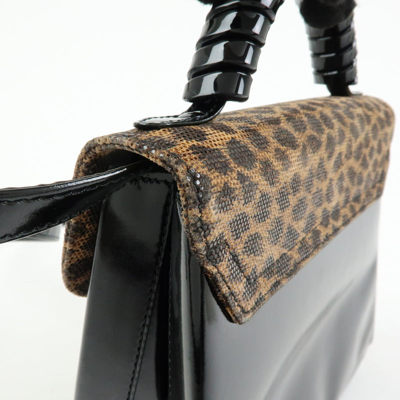 Loewe Vintage Velazquez Top Handle Leather Black Patent_leather Bag