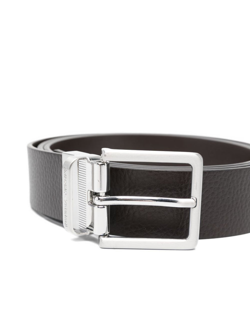 Emporio Armani Exclusive Reversible Leather Belt — Black
