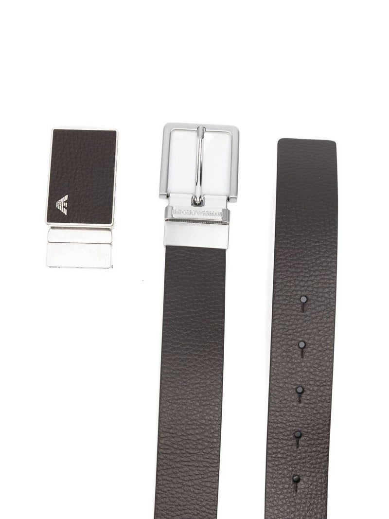 Emporio Armani Exclusive Reversible Leather Belt — Black