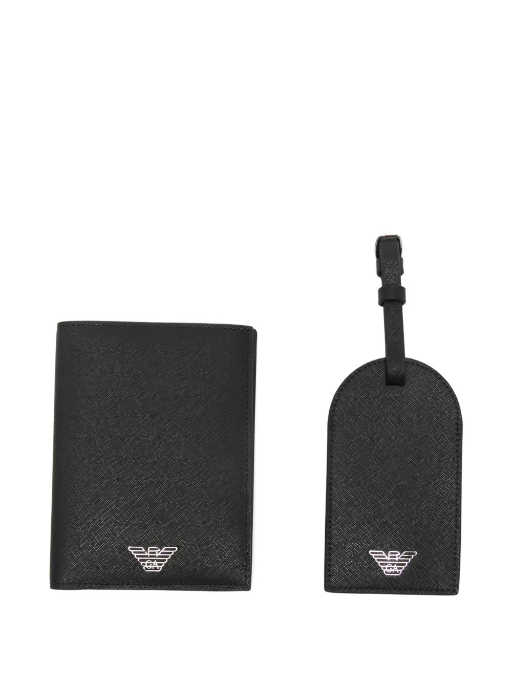 Emporio Armani Regenerated Saffiano Passport Holder — Black Wallet