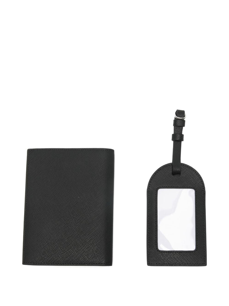 Emporio Armani Regenerated Saffiano Passport Holder — Black Wallet