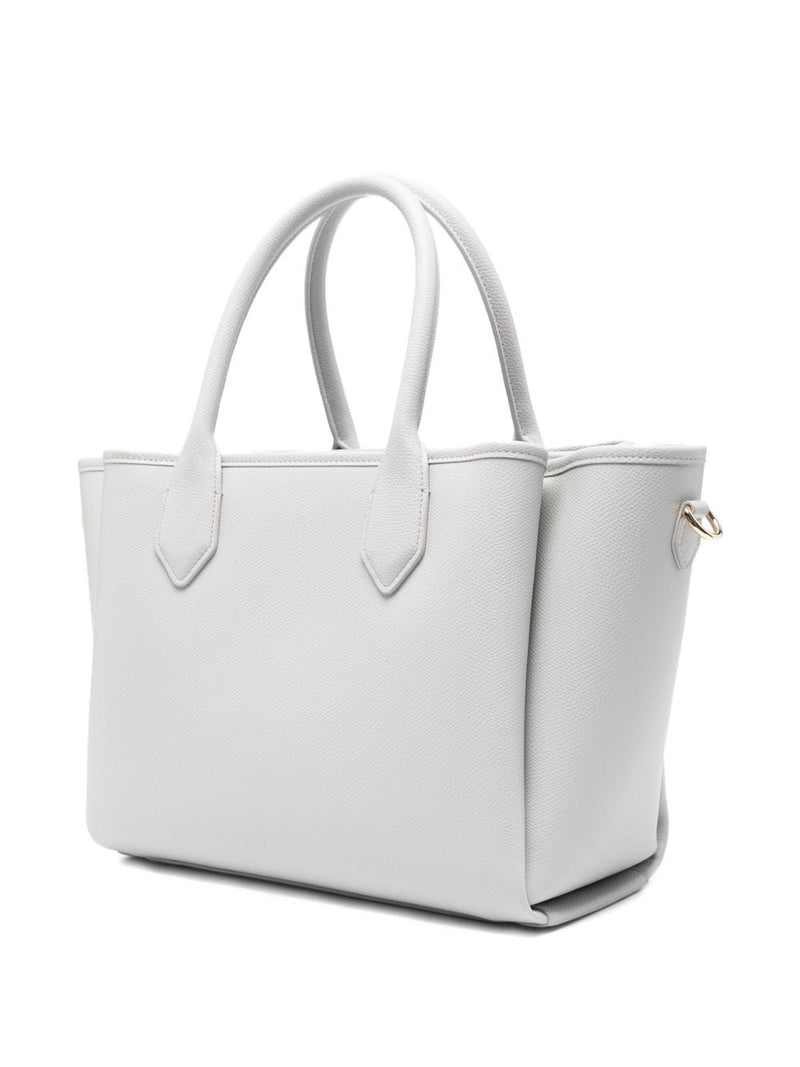 Emporio Armani Palmellato Leather Tote Bag — White