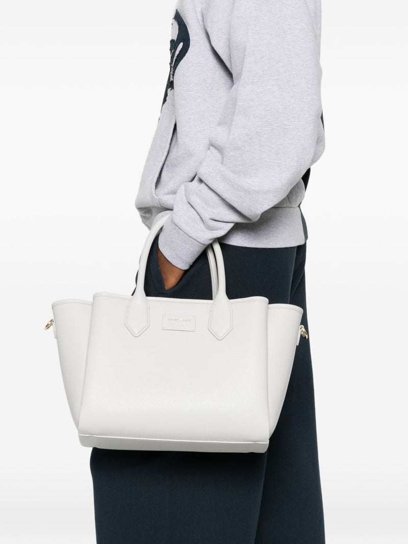 Emporio Armani Palmellato Leather Tote Bag — White