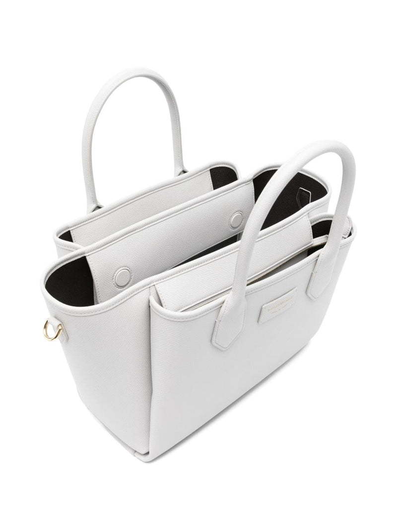 Emporio Armani Palmellato Leather Tote Bag — White