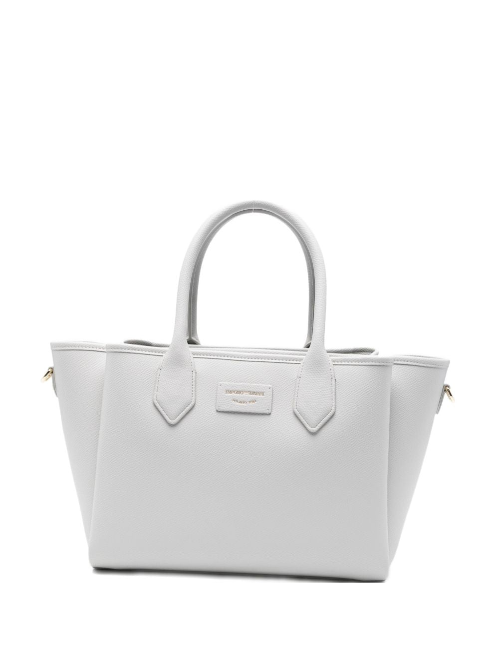 Emporio Armani Palmellato Leather Tote Bag — White