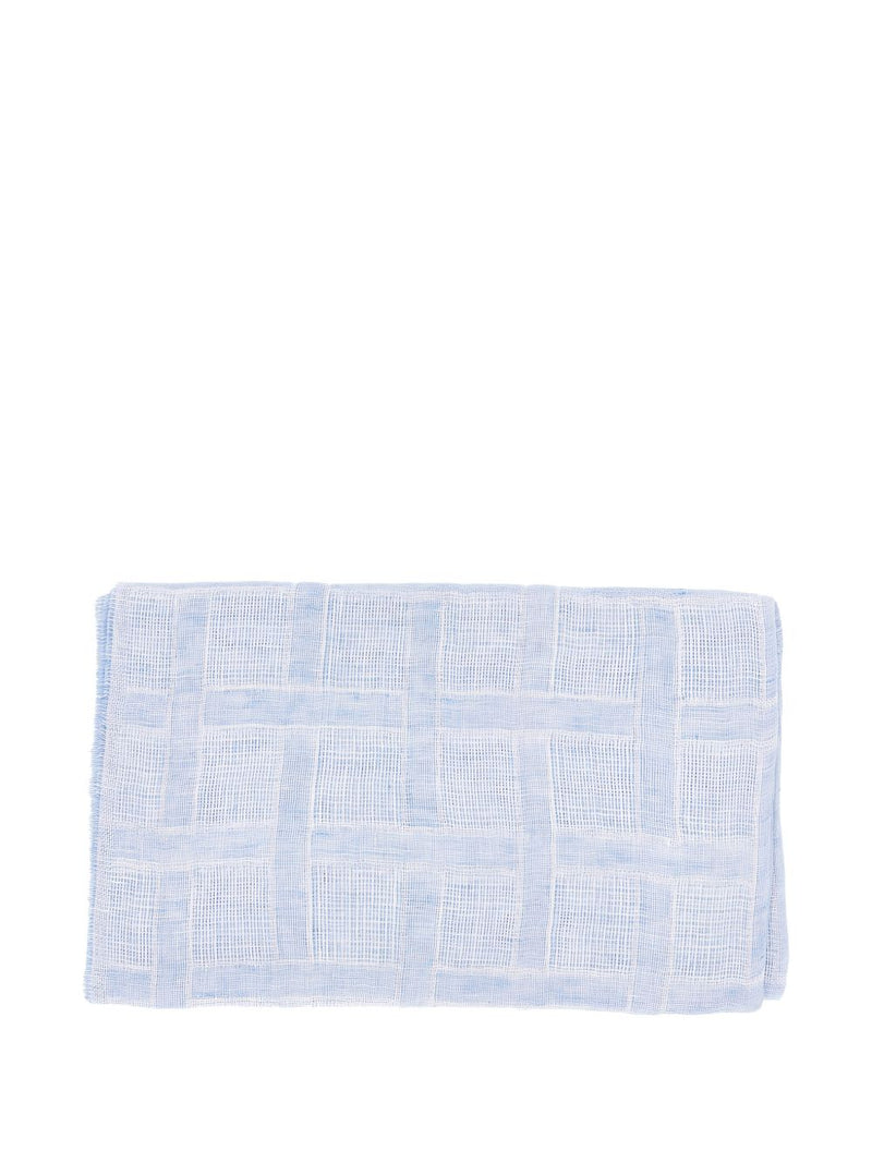 Emporio Armani Checked Linen Scarf — Grey Scarfs