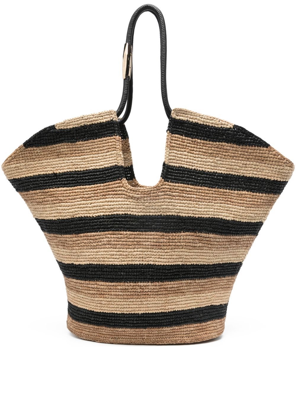 Zimmermann Striped Raffia Tote Bag — Beige