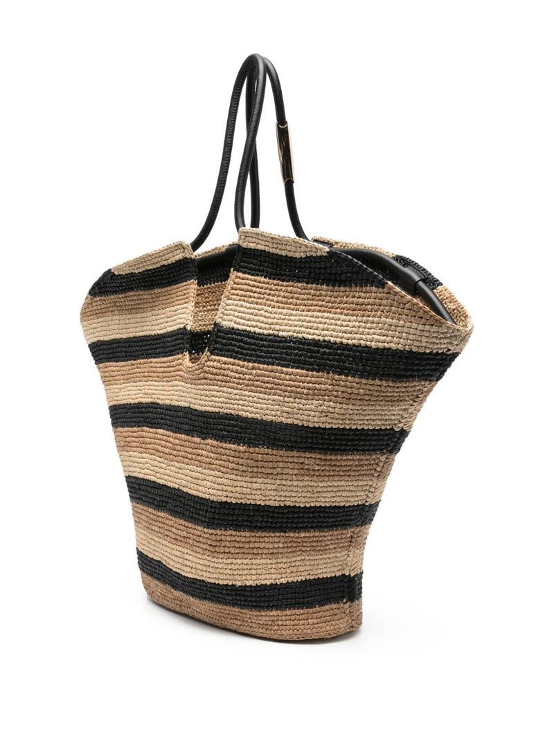 Zimmermann Striped Raffia Tote Bag — Beige