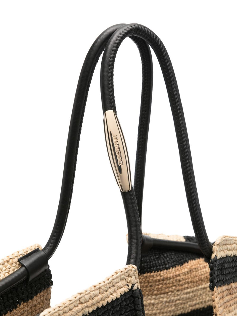 Zimmermann Striped Raffia Tote Bag — Beige