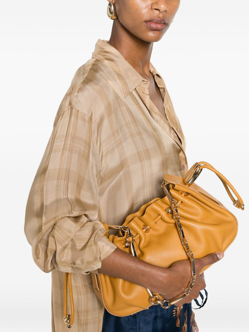 Zimmermann Ruched Leather Shoulder Bag — Orange
