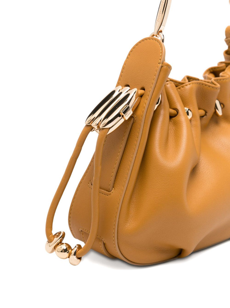 Zimmermann Ruched Leather Shoulder Bag — Orange