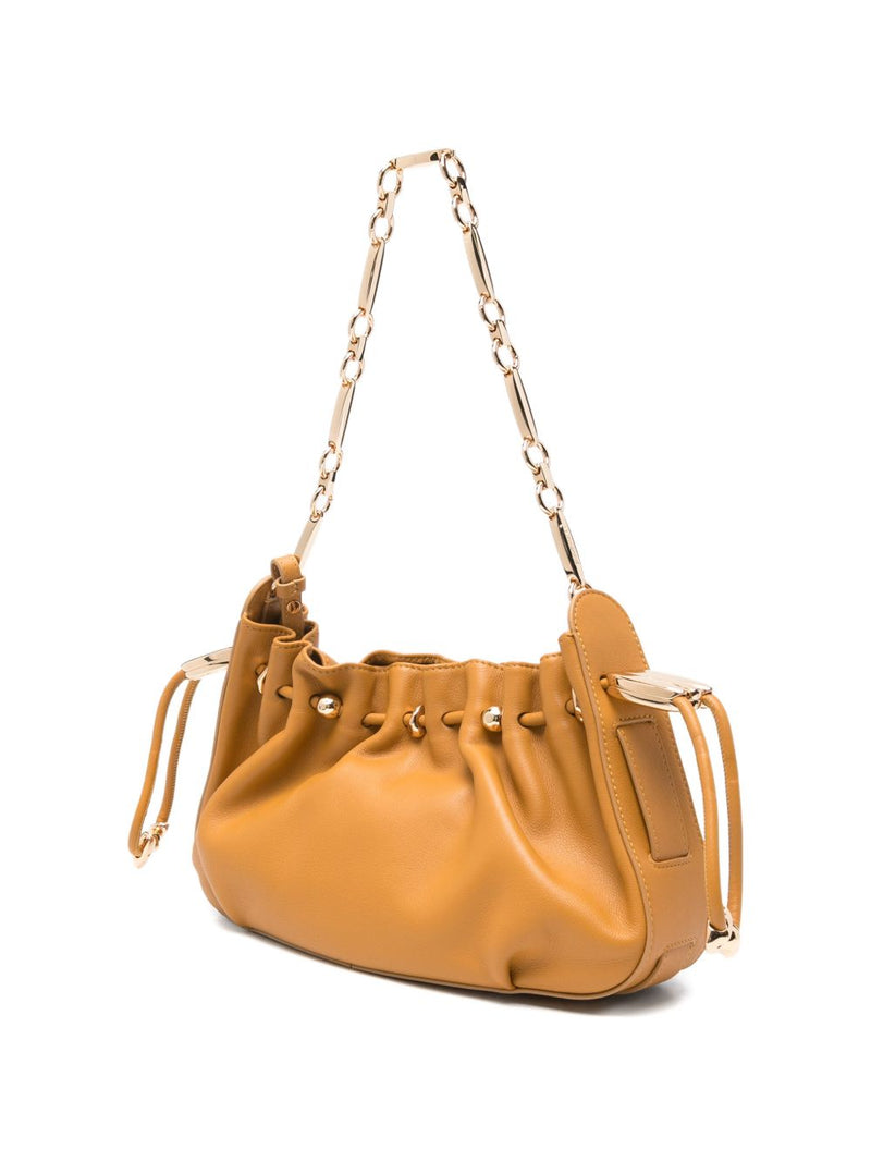 Zimmermann Ruched Leather Shoulder Bag — Orange