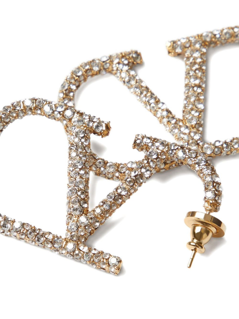 Valentino Garavani Vlogo Signature Swarovski Crystal Earrings — Gold