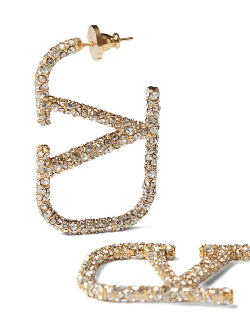 Valentino Garavani Vlogo Signature Swarovski Crystal Earrings — Gold