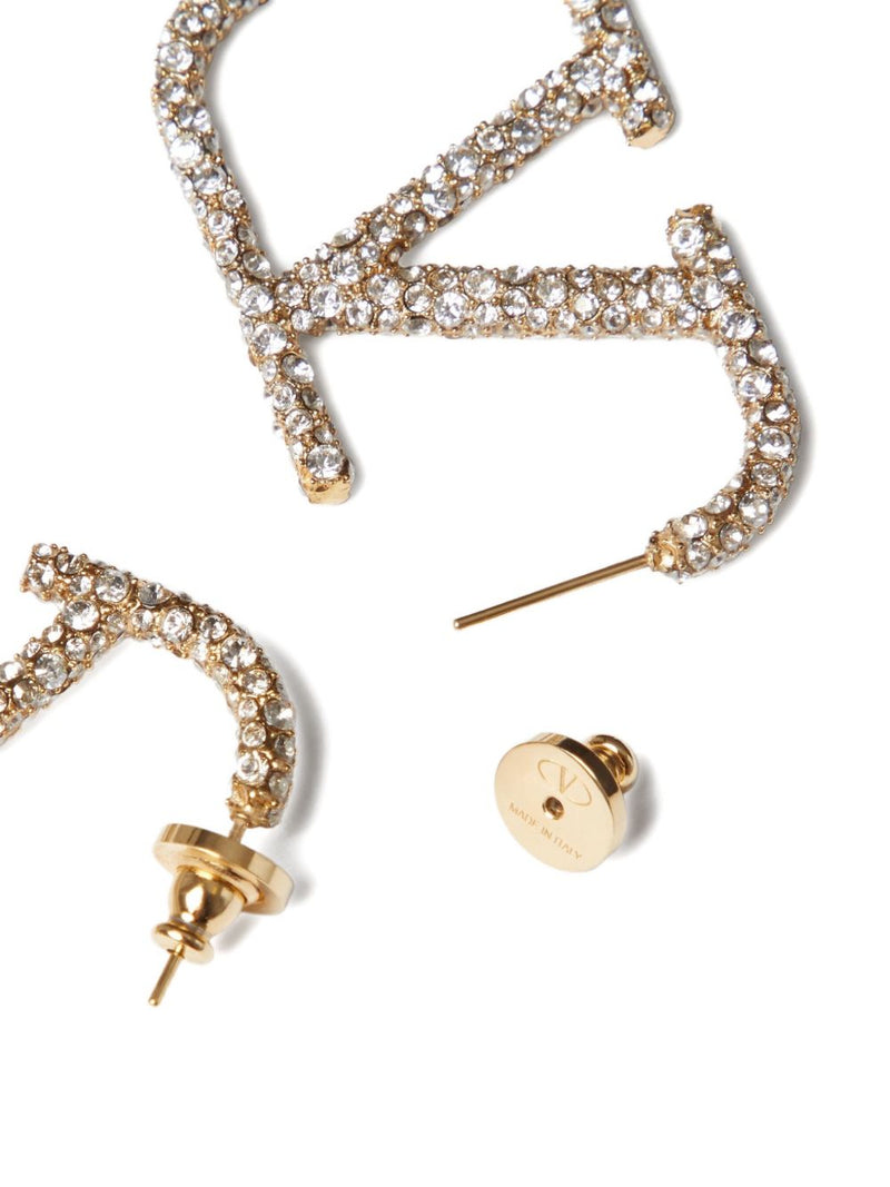 Valentino Garavani Vlogo Signature Swarovski Crystal Earrings — Gold