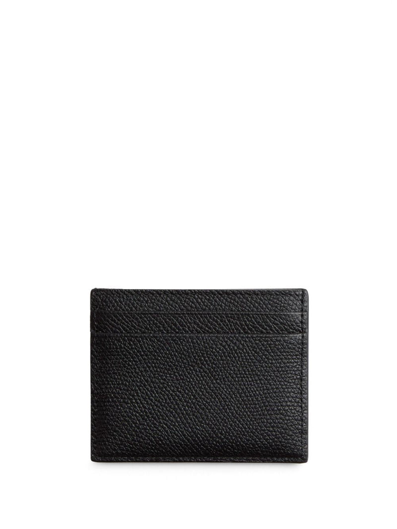 Valentino Garavani Vlogo Signature Pebbled Leather Card Case — Black Cases