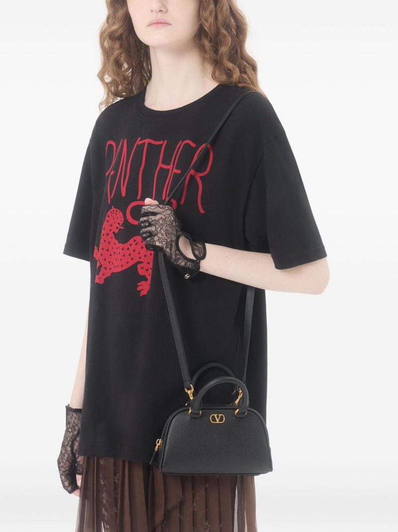 Valentino Garavani Grainy Leather Vlogo Top Handle Bag — Black
