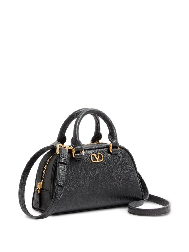Valentino Garavani Grainy Leather Vlogo Top Handle Bag — Black