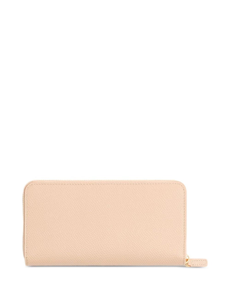 Valentino Garavani Grained Leather Vlogo Wallet — Pink