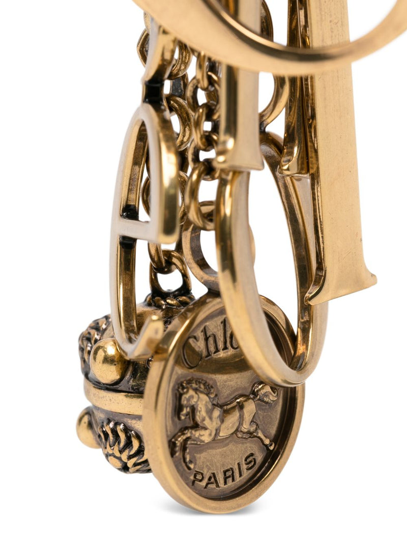 Chloé Symbols Gold-Tone Charm Key Case — Gold Keychains