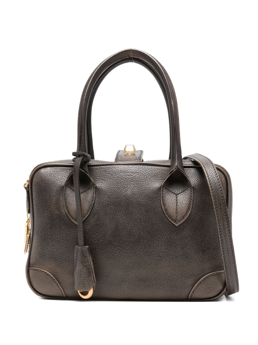 Golden Goose Pebbled Leather Shoulder Bag — Brown