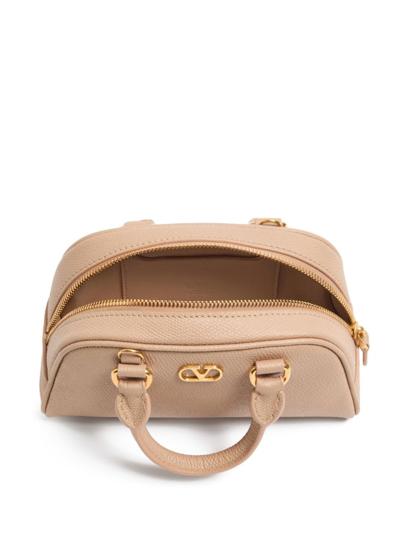 Valentino Garavani Vlogo Signature Top Handle Bag — Beige