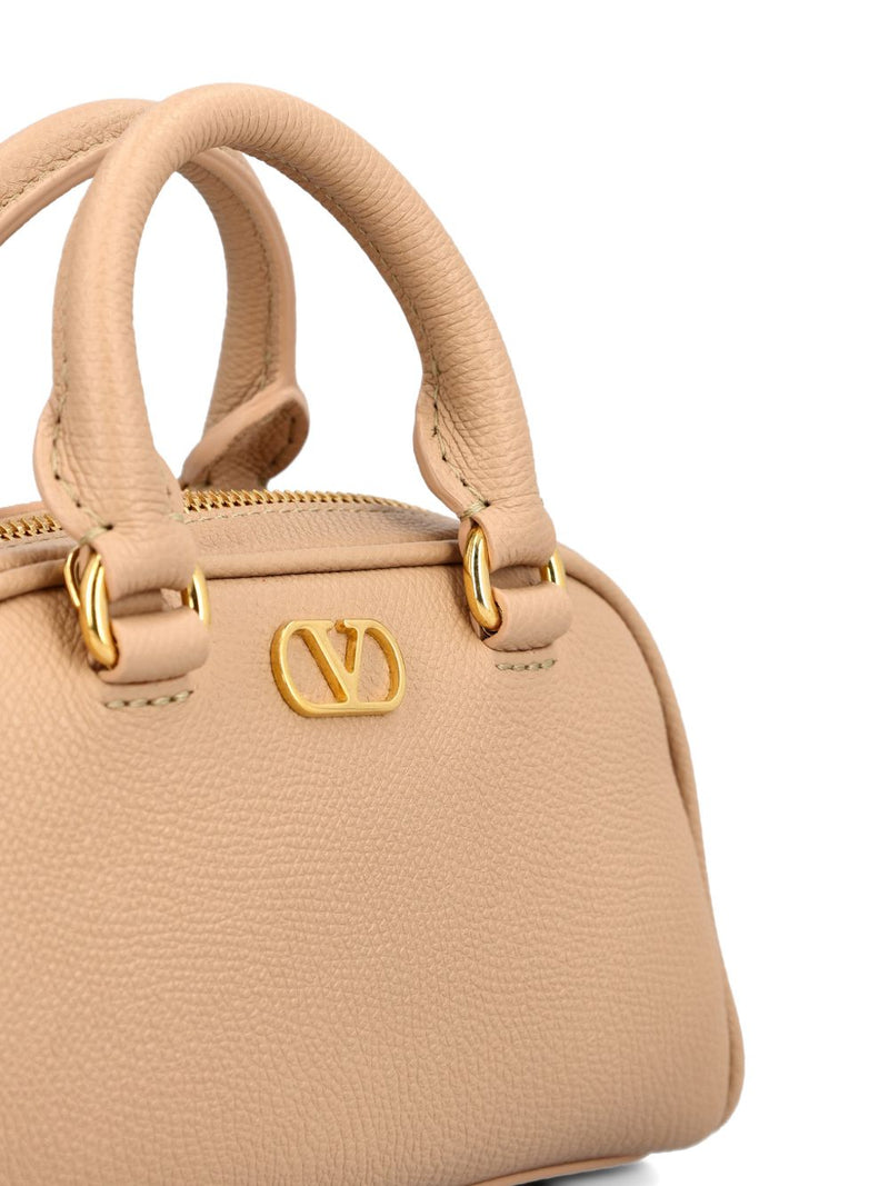 Valentino Garavani Vlogo Signature Top Handle Bag — Beige