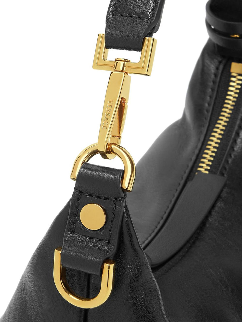 Versace Lambskin With Gold-Tone Hardware Shoulder Bag — Black