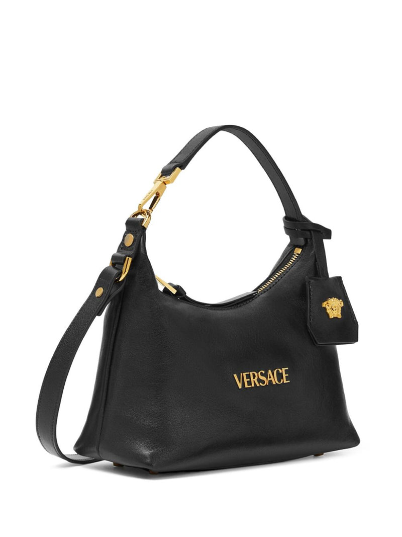 Versace Lambskin With Gold-Tone Hardware Shoulder Bag — Black