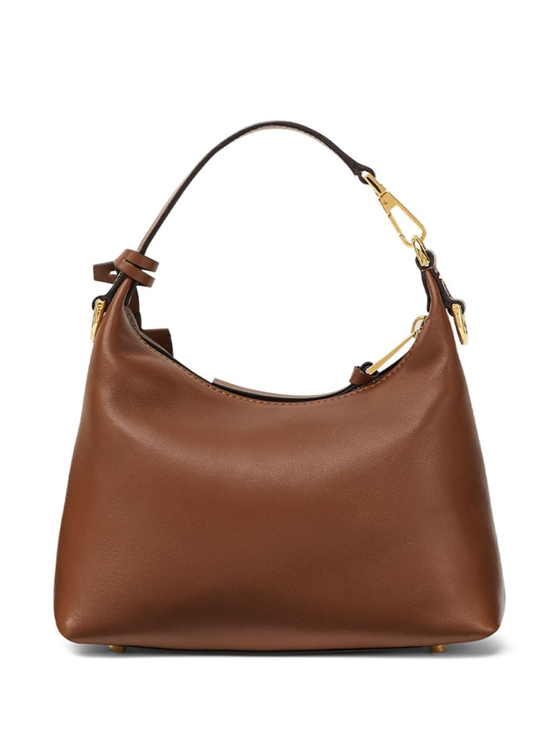 Versace Lambskin Logo Hobo Bag — Brown