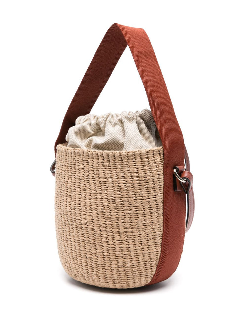 Chloé Raffia And Leather Bucket Bag — Beige