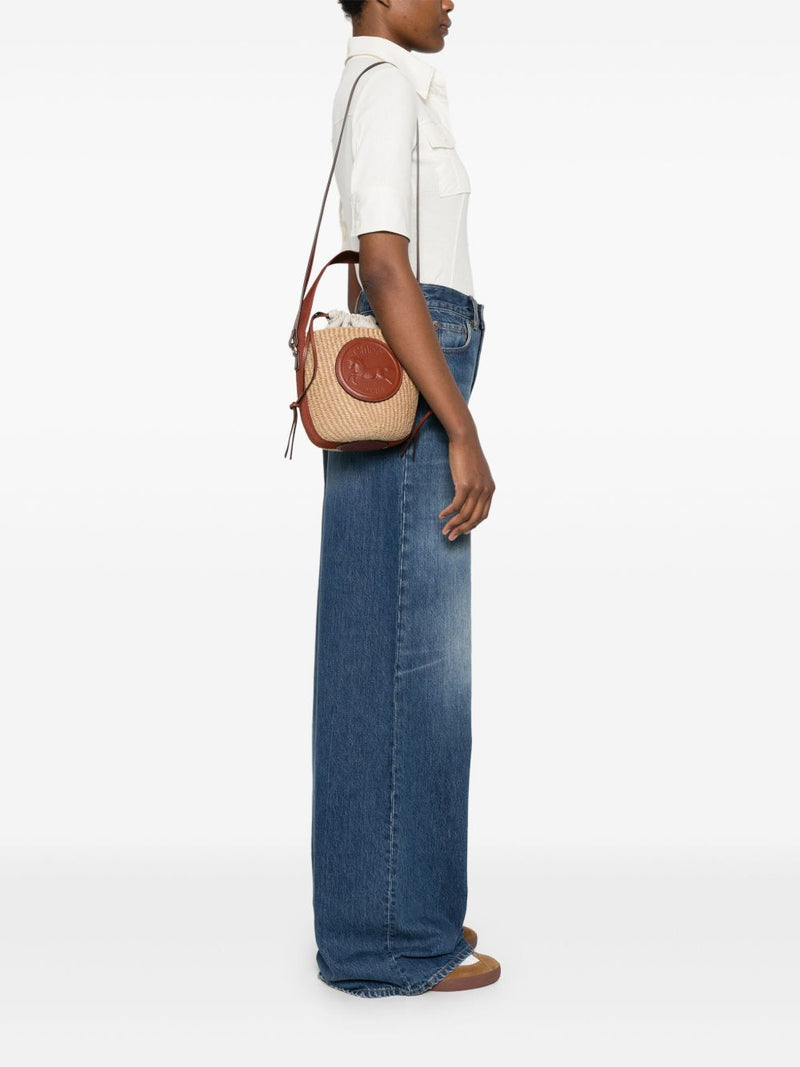 Chloé Raffia And Leather Bucket Bag — Beige