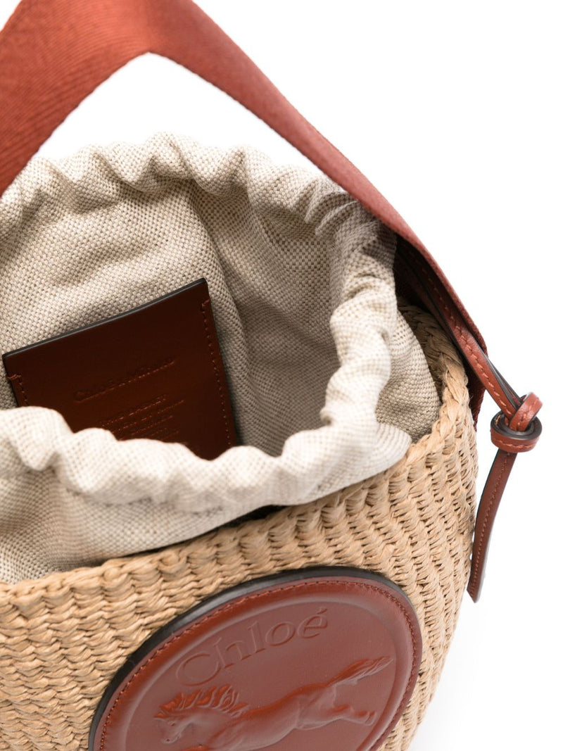Chloé Raffia And Leather Bucket Bag — Beige