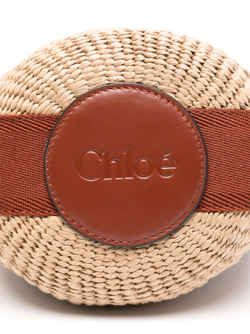 Chloé Raffia And Leather Bucket Bag — Beige