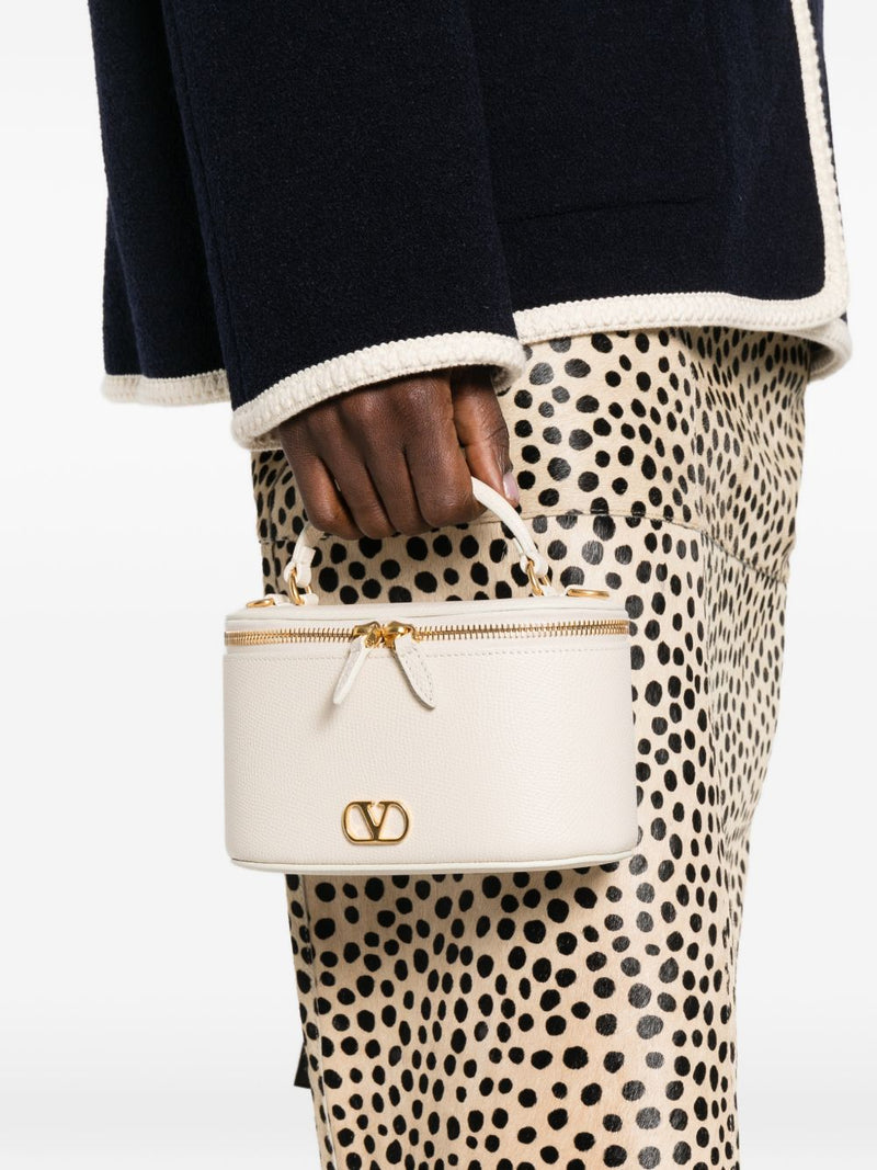 Valentino Garavani Cream Leather Vlogo Clutch — White