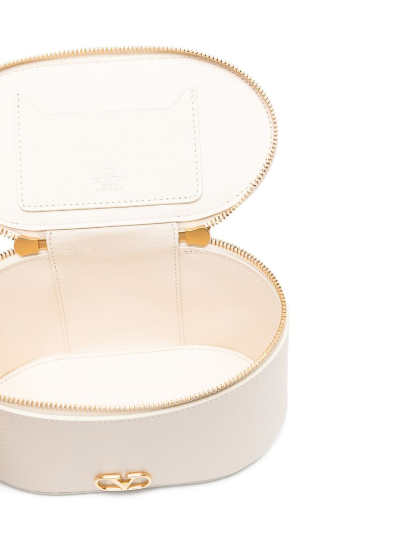 Valentino Garavani Cream Leather Vlogo Clutch — White