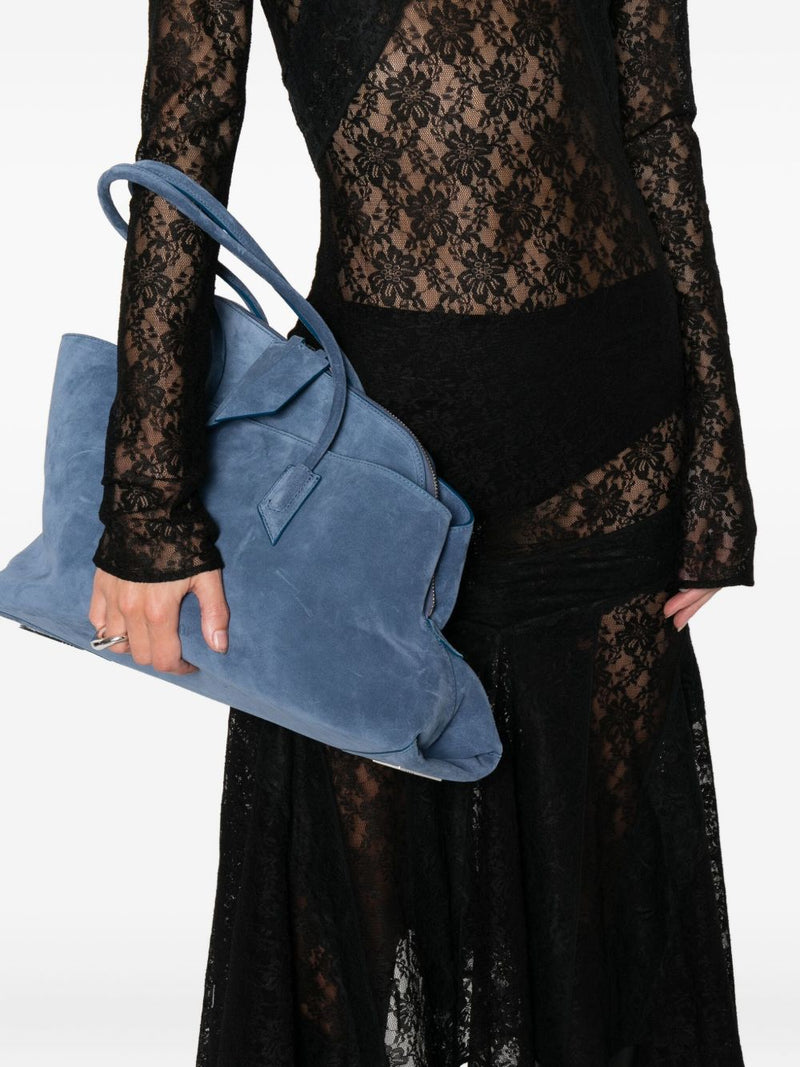 The Attico La Passeggiata Shoulder Bag — Blue Suede