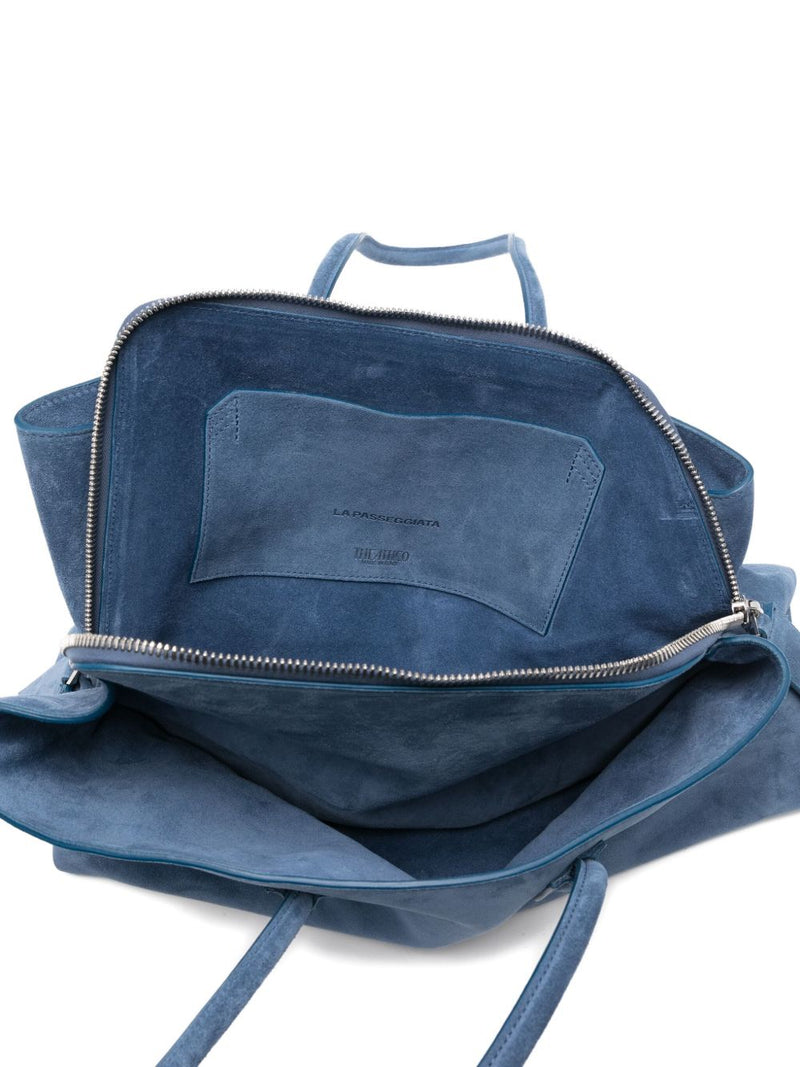 The Attico La Passeggiata Shoulder Bag — Blue Suede