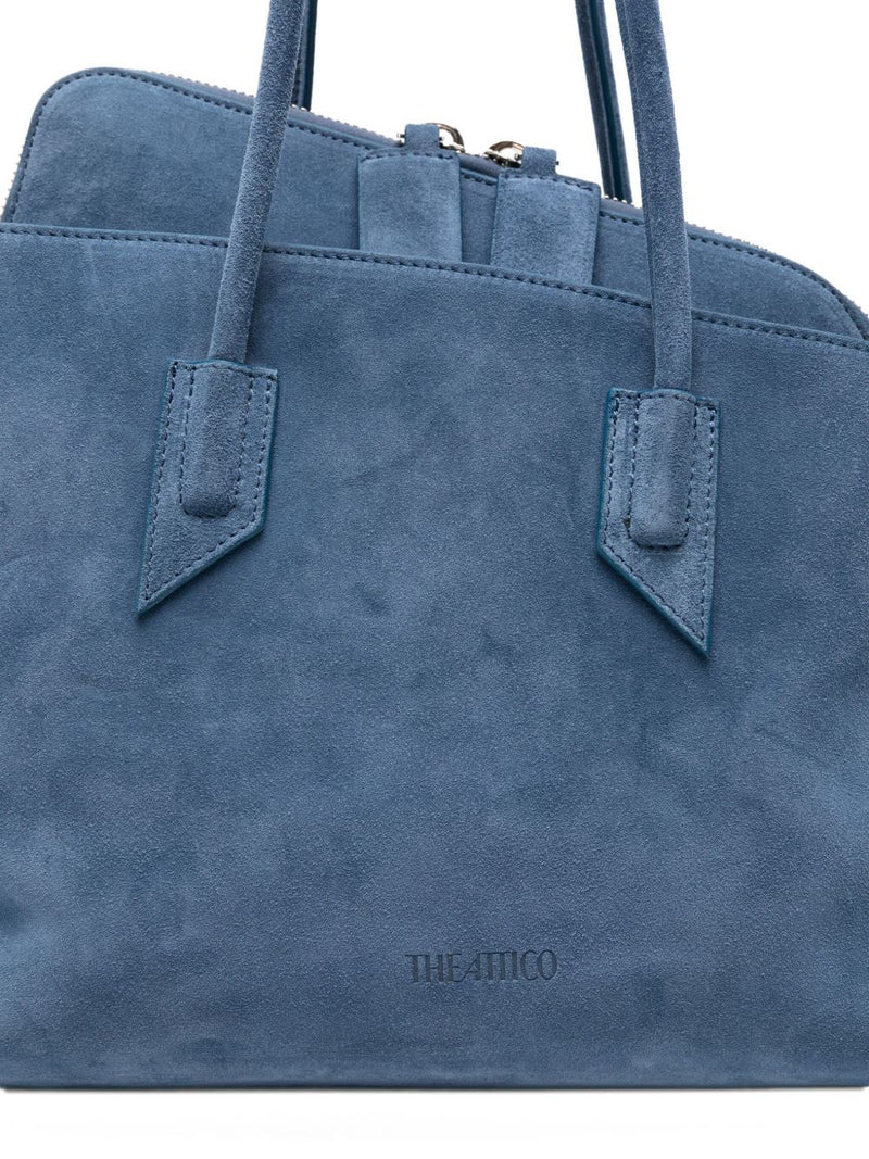 The Attico La Passeggiata Shoulder Bag — Blue Suede
