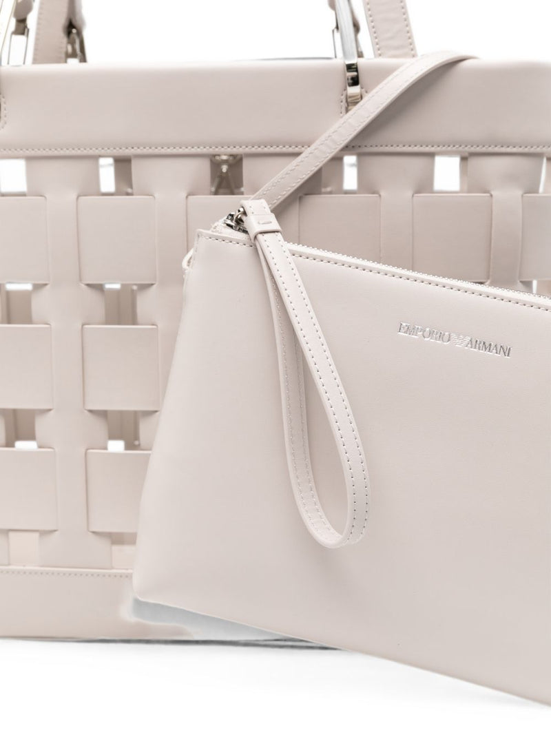 Emporio Armani Woven Tote Bag — Beige