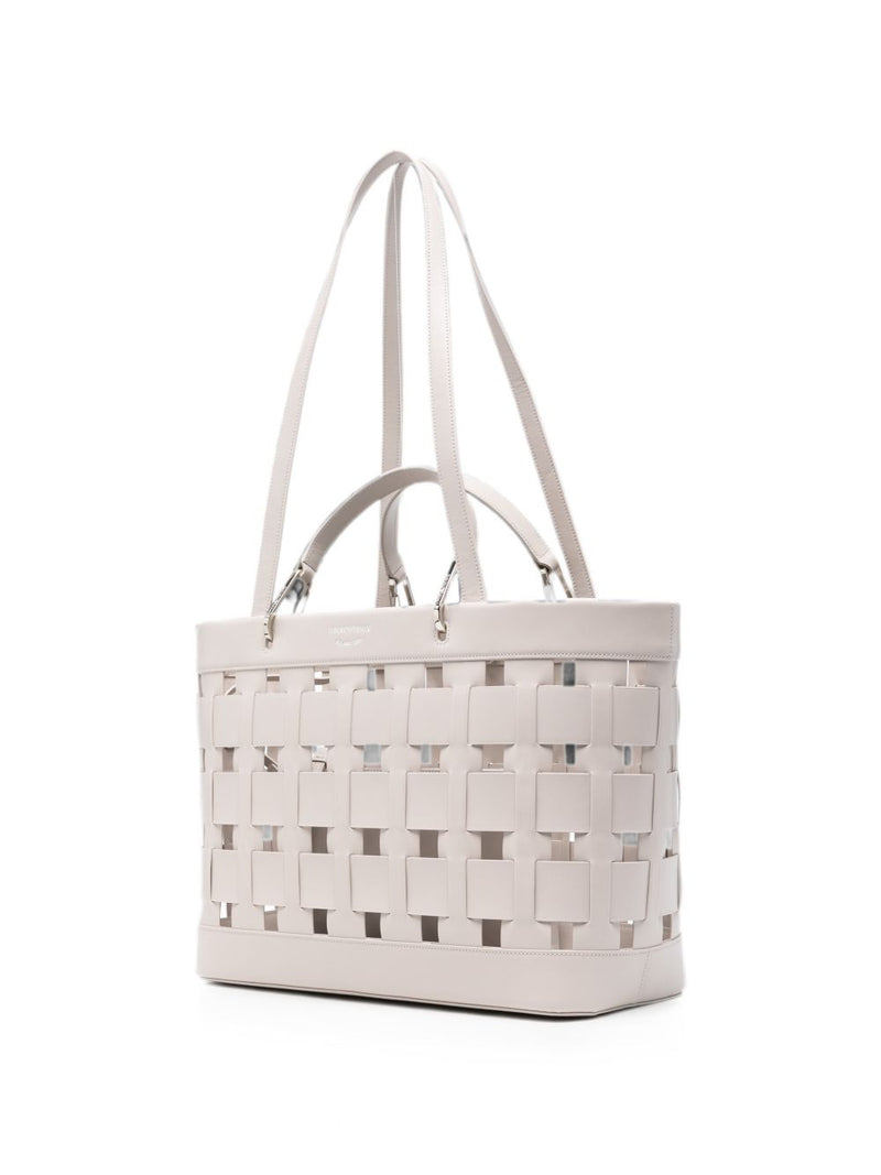 Emporio Armani Woven Tote Bag — Beige